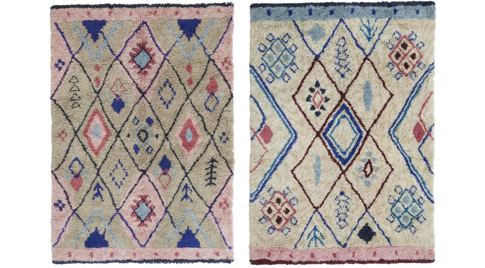 Layered patterned modern oriental wool rug