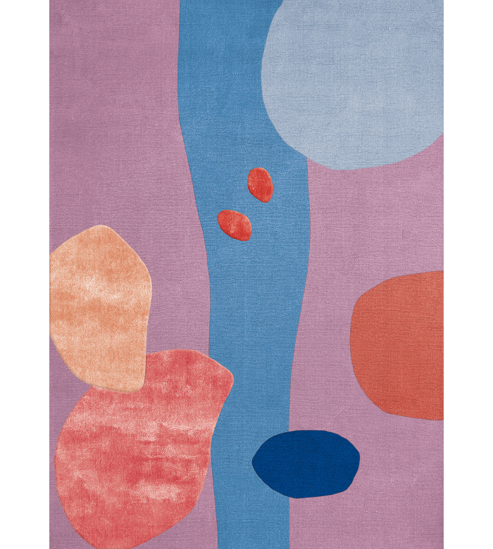 Layered Poppykalas colorful flower abstract wool rug